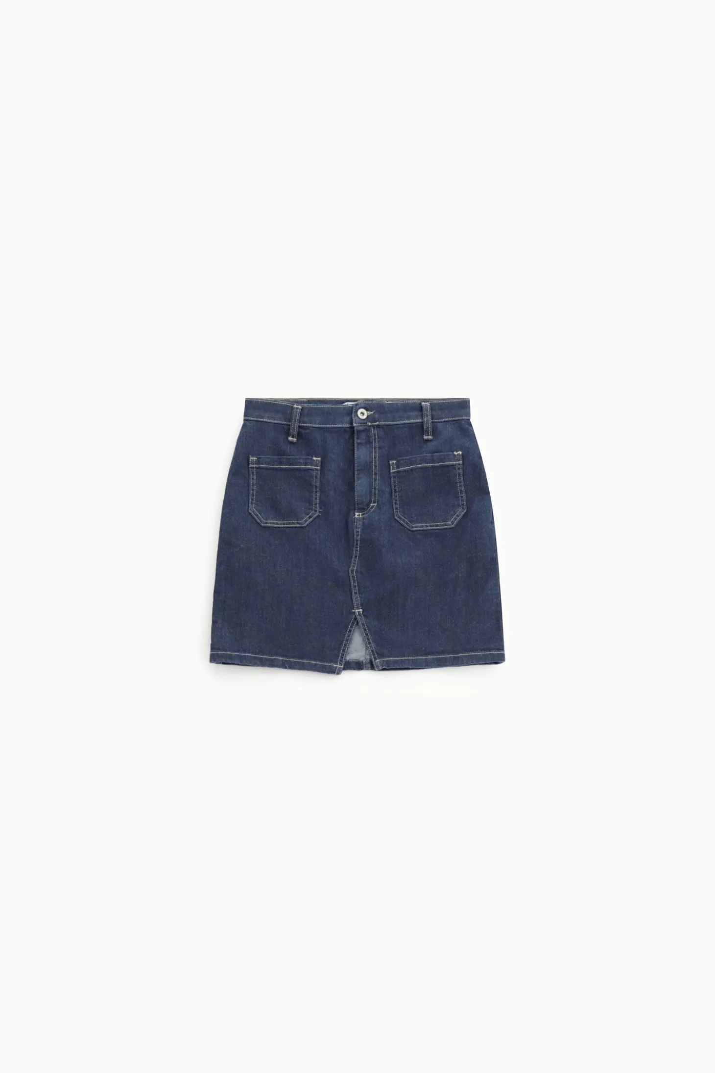 Falda corta de denim con bolsillos