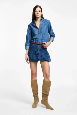 Falda globo corta de denim