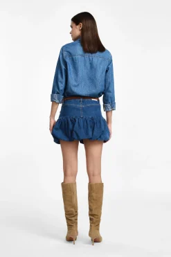 Falda globo corta de denim