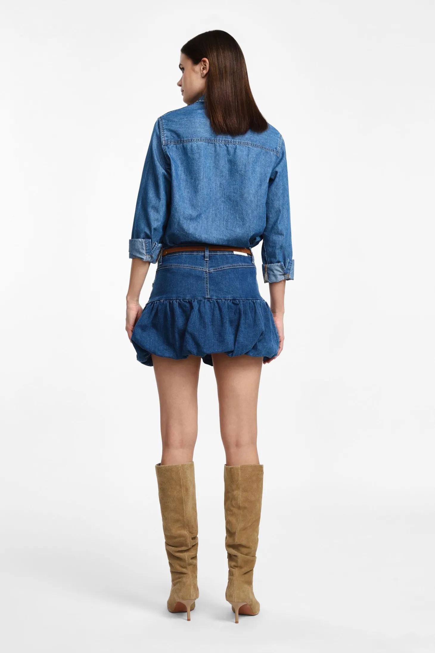 Falda globo corta de denim