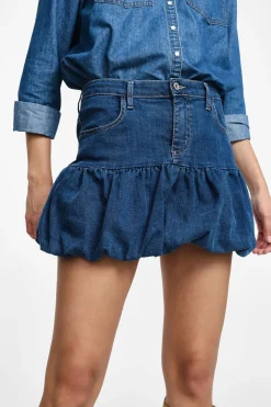 Falda globo corta de denim