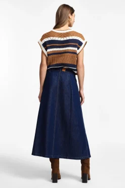 Falda larga vaquera con tiras