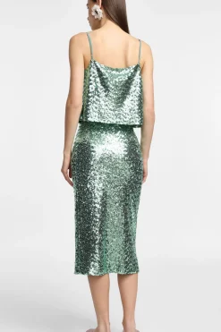 Falda midi con lentejuelas brillantes