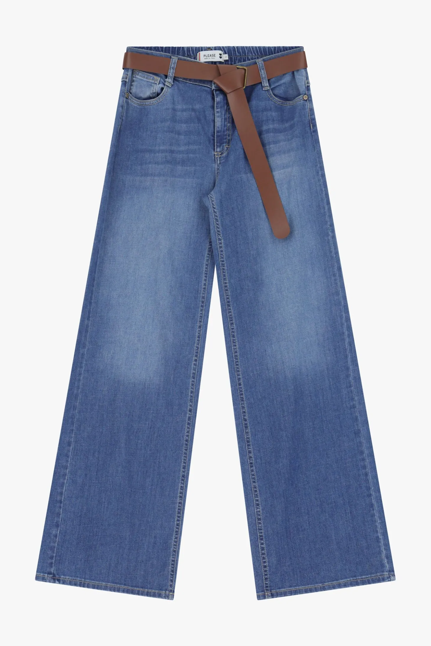 Jeans a gamba larga con cintura