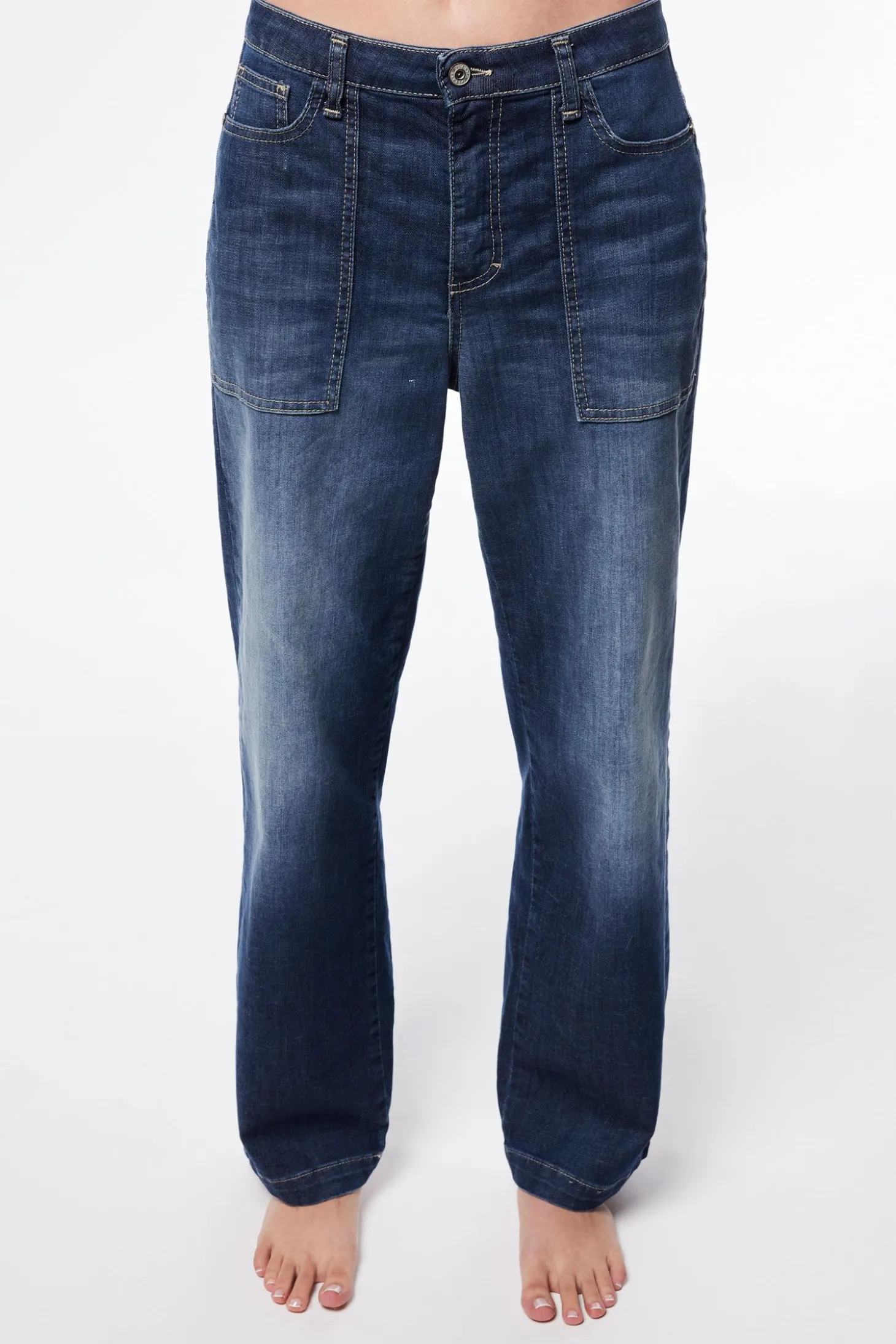 Jeans a gamba larga con tasche