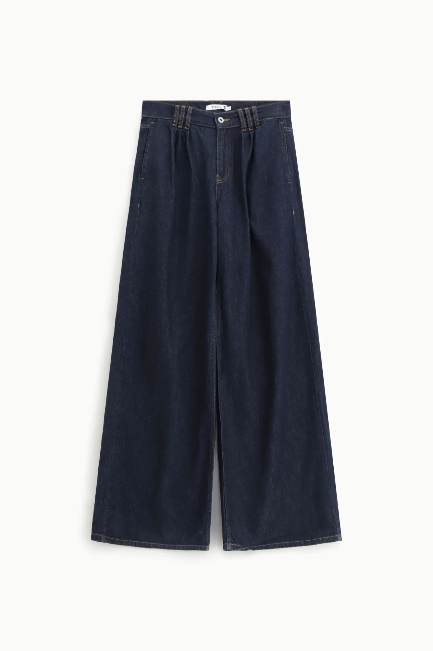Jeans a gamba larga con vita alta e pinces