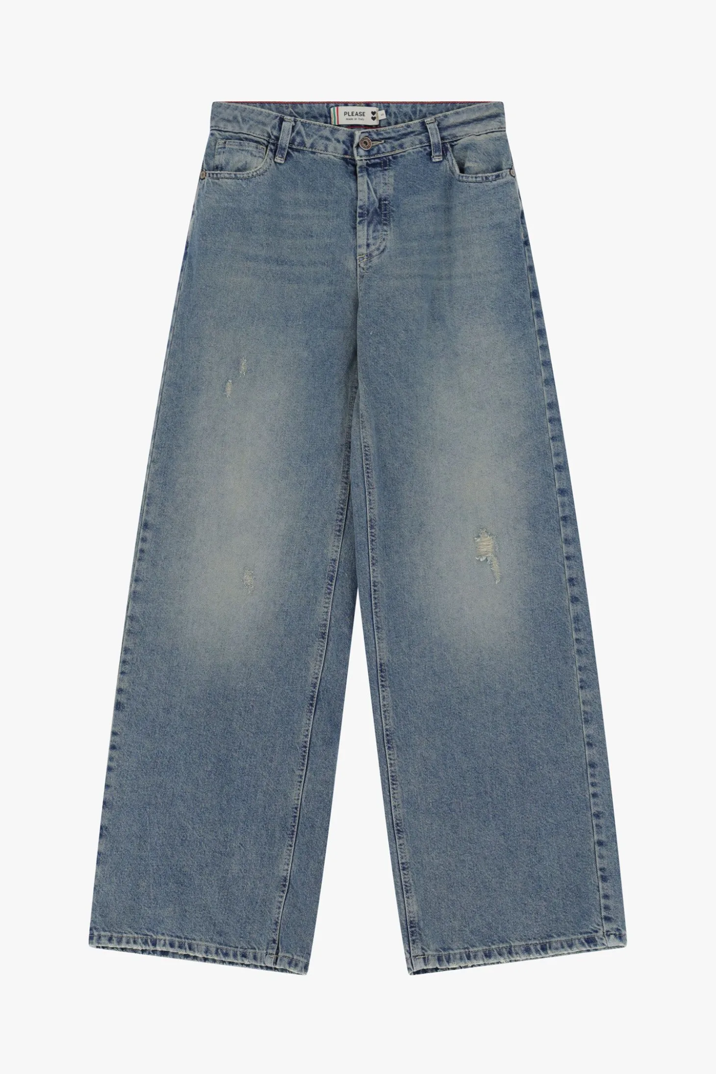 Jeans a gamba svasata con vita media
