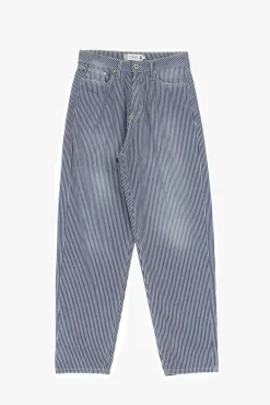 Jeans a righe con taglio mom