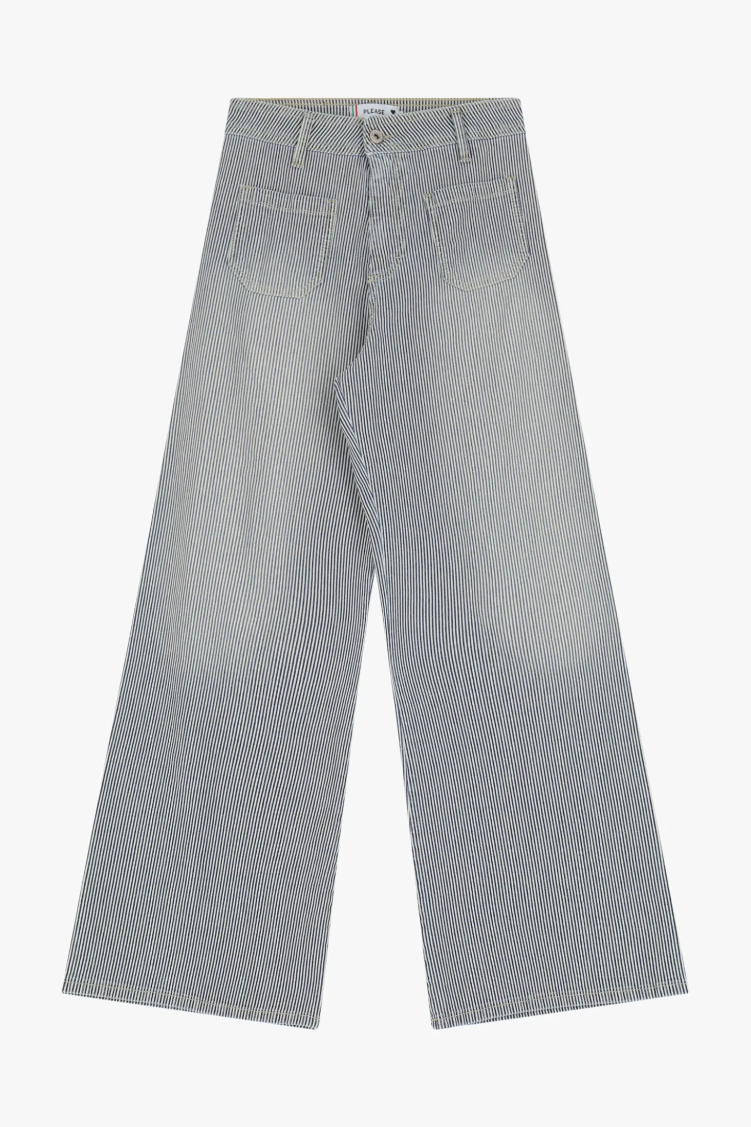 Jeans a zampa con righe e tasche