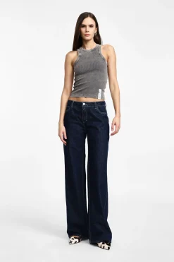 Jeans a zampa con vita media