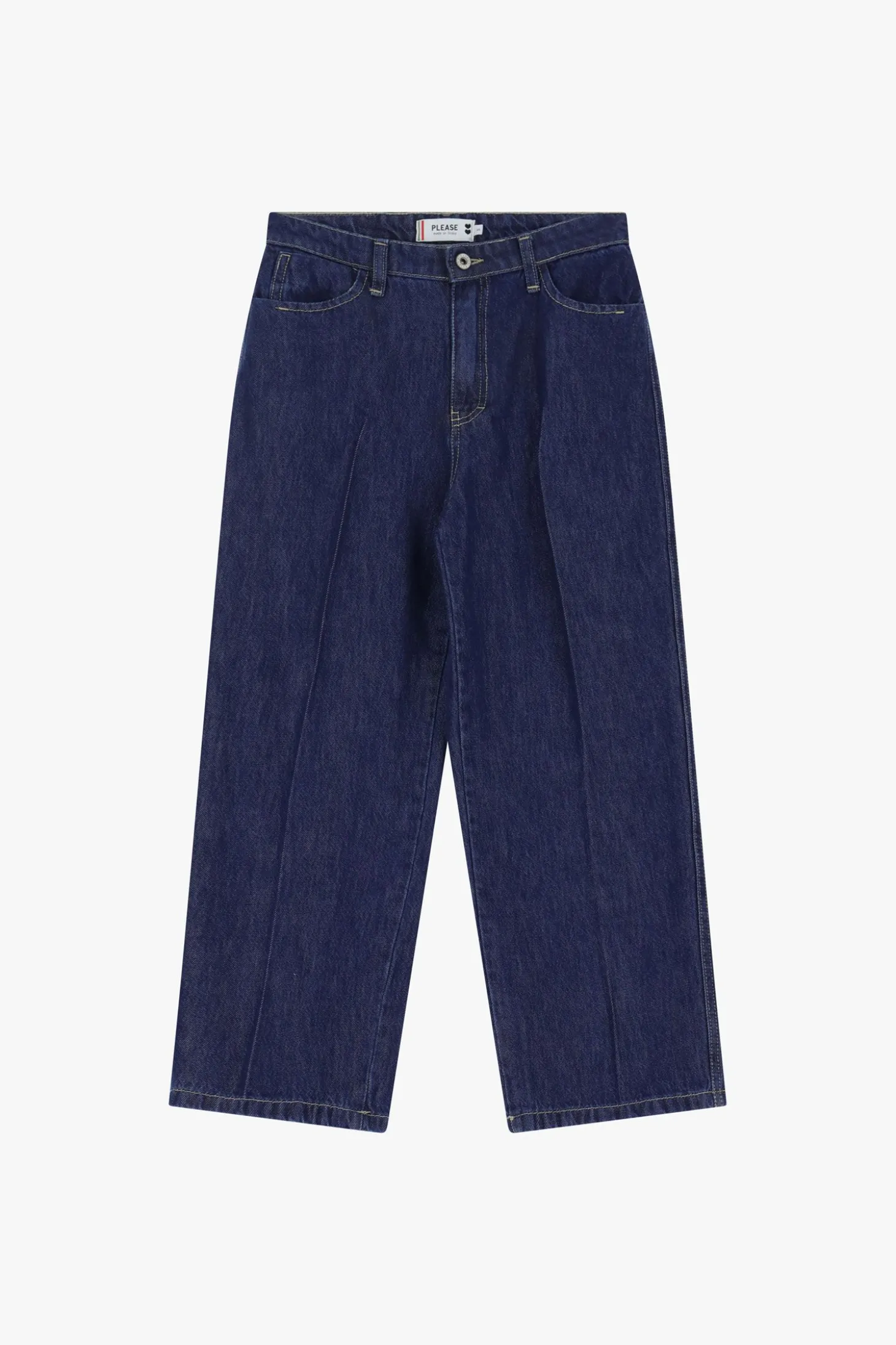Jeans cropped a gamba larga con vita media