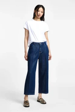 Jeans cropped a gamba larga con vita media