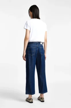 Jeans cropped a gamba larga con vita media