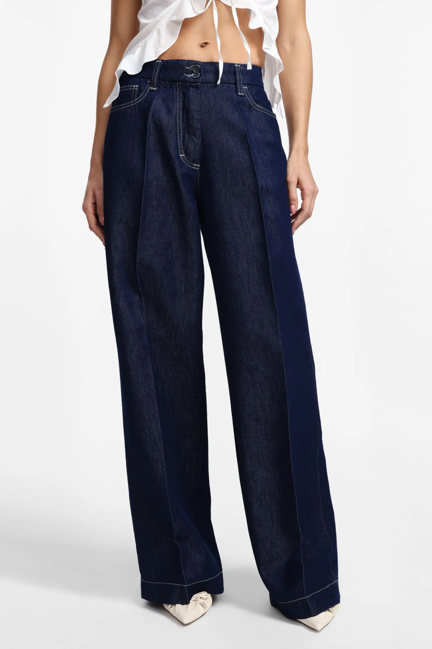 Jeans de pierna ancha y tiro alto