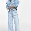Jeans délavé a gamba larga vita alta