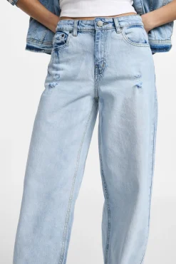 Jeans délavé a gamba larga vita alta