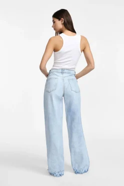 Jeans délavé a gamba larga vita alta