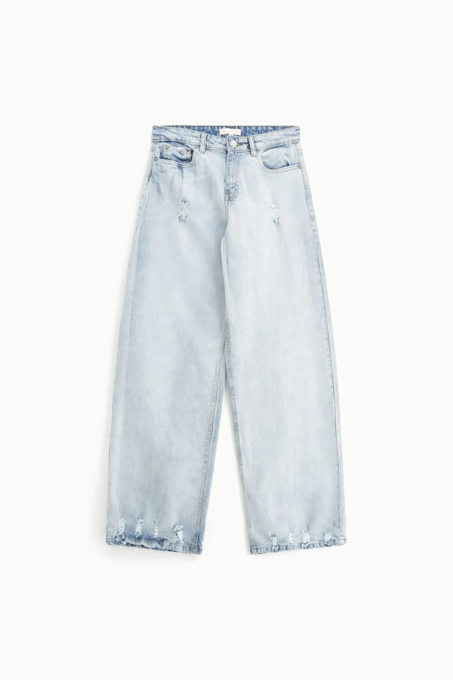 Jeans délavé a gamba larga vita alta