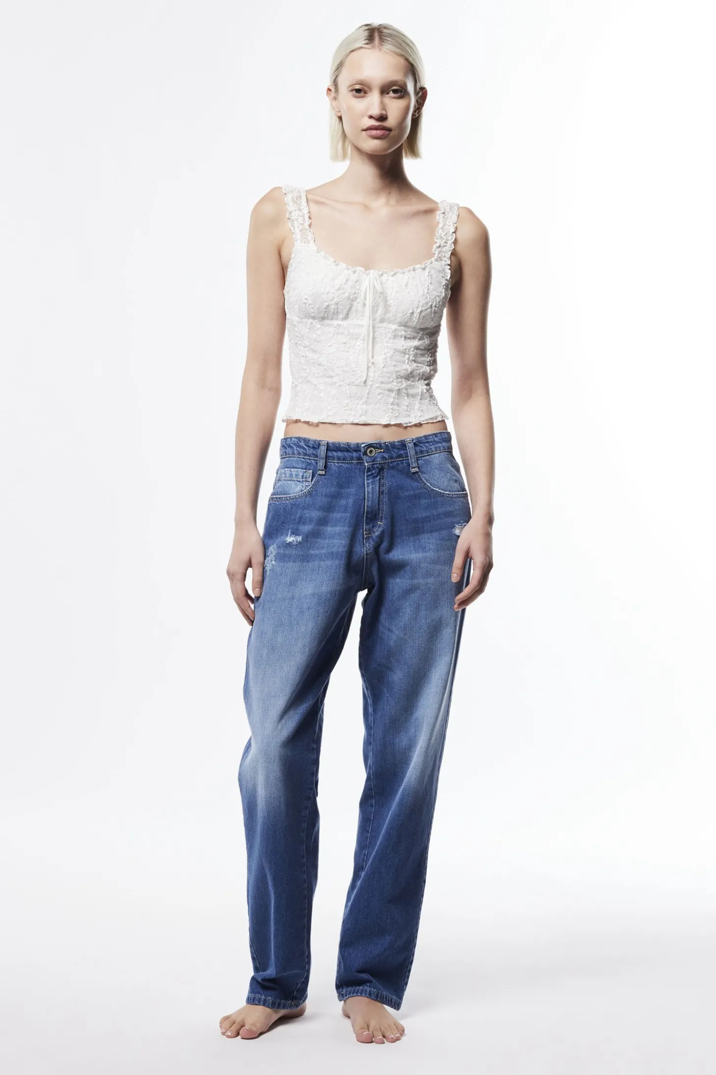 Jeans dritti con microrotture