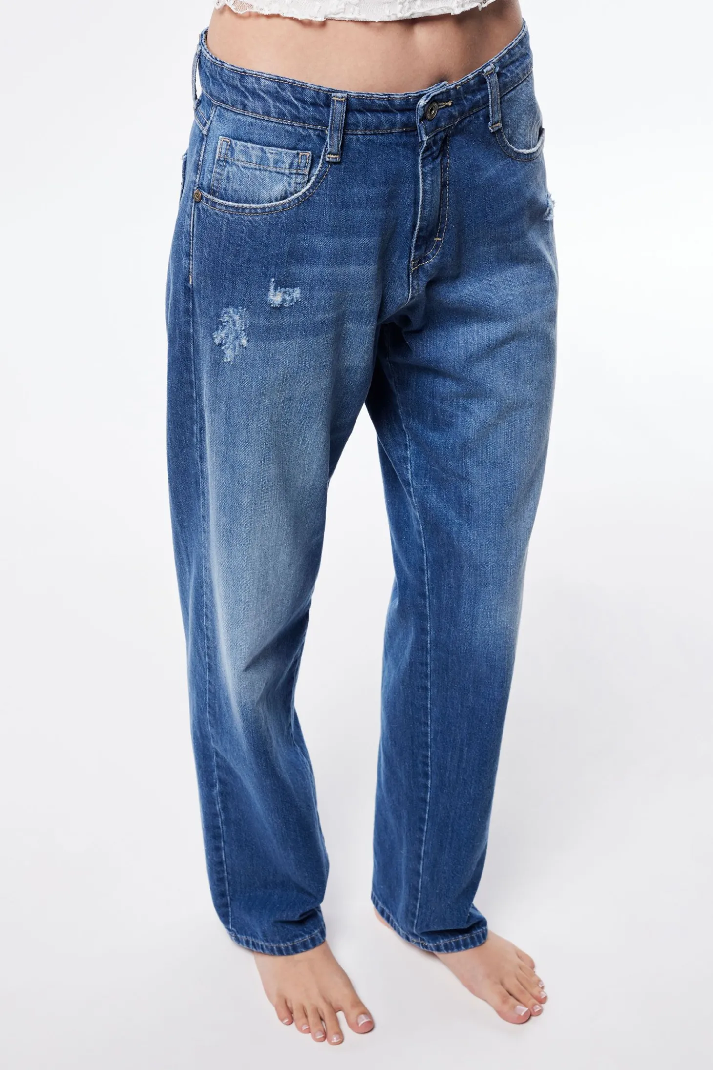 Jeans dritti con microrotture