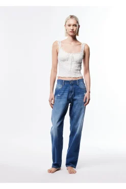 Jeans dritti con microrotture