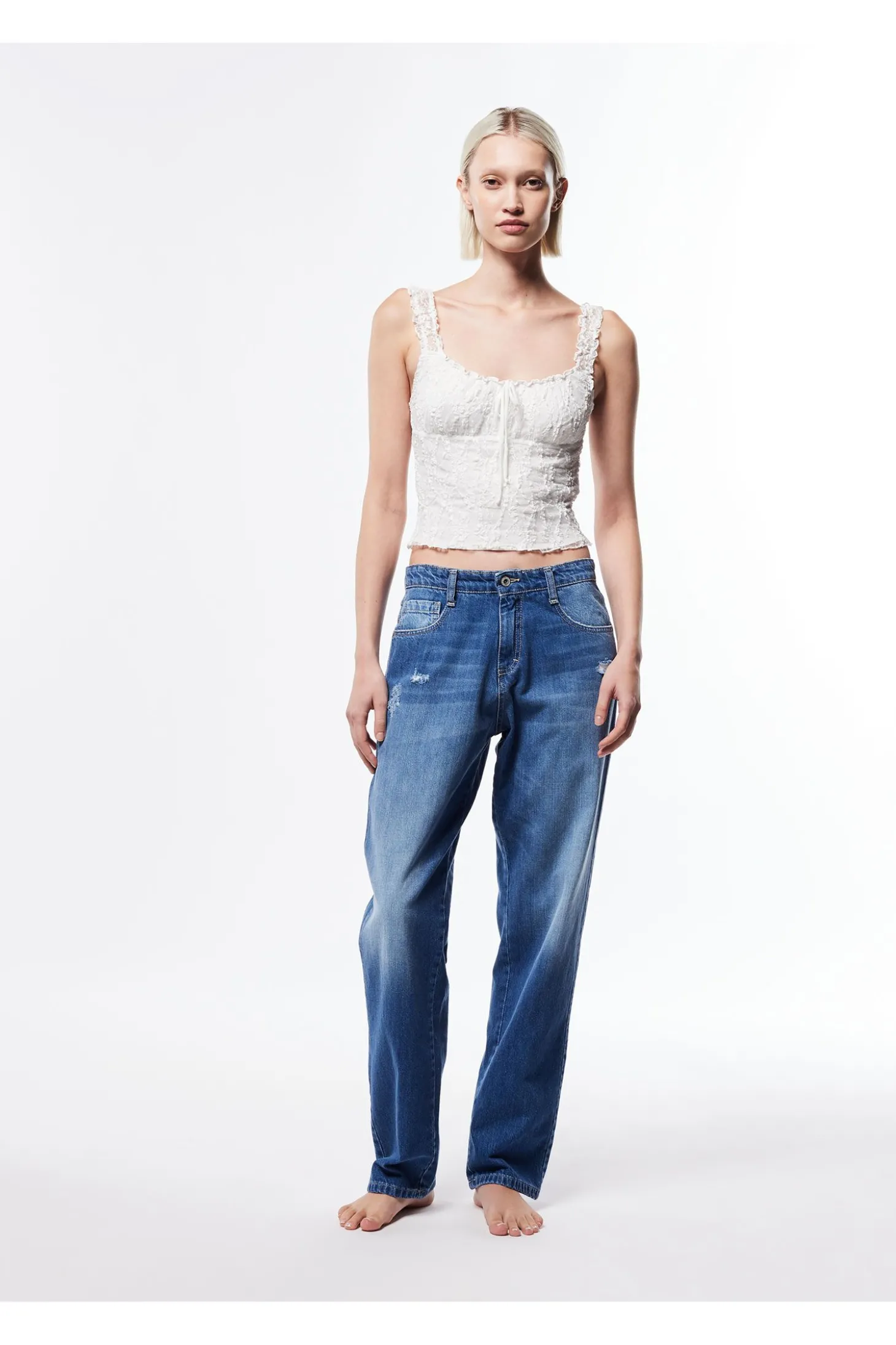 Jeans dritti con microrotture