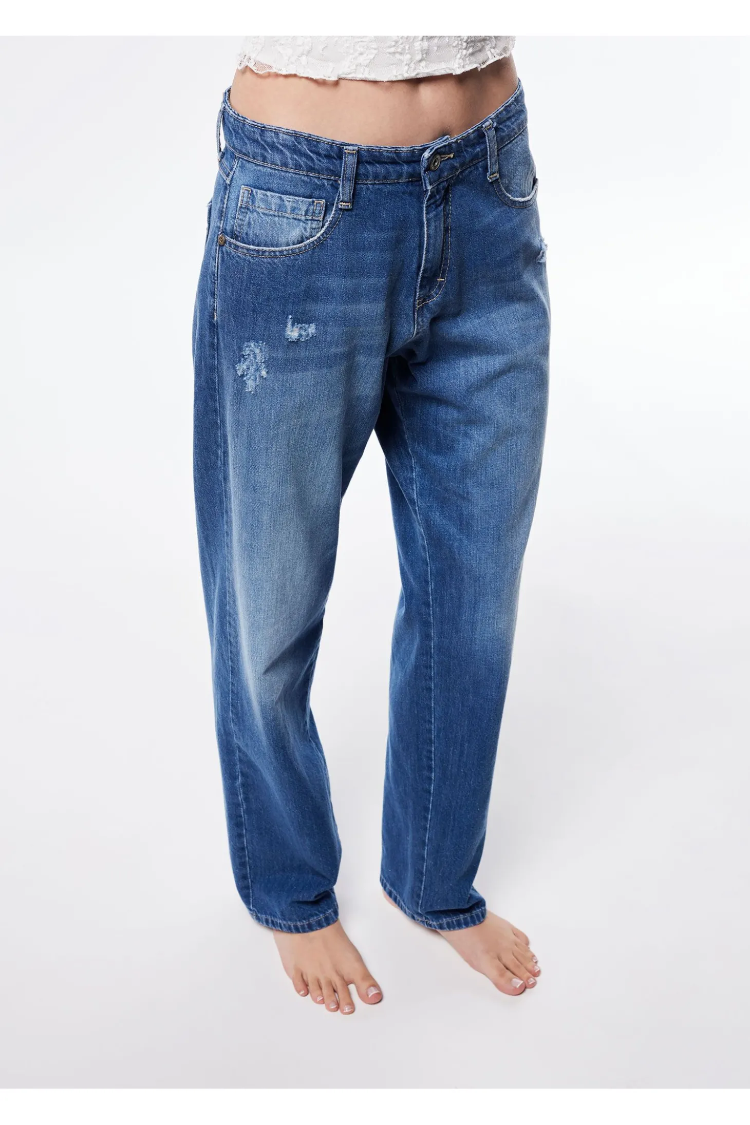 Jeans dritti con microrotture