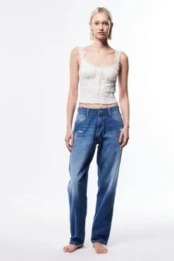 Jeans dritti con microrotture