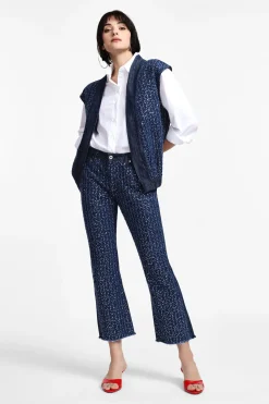Jeans flare con paillettes e vita media