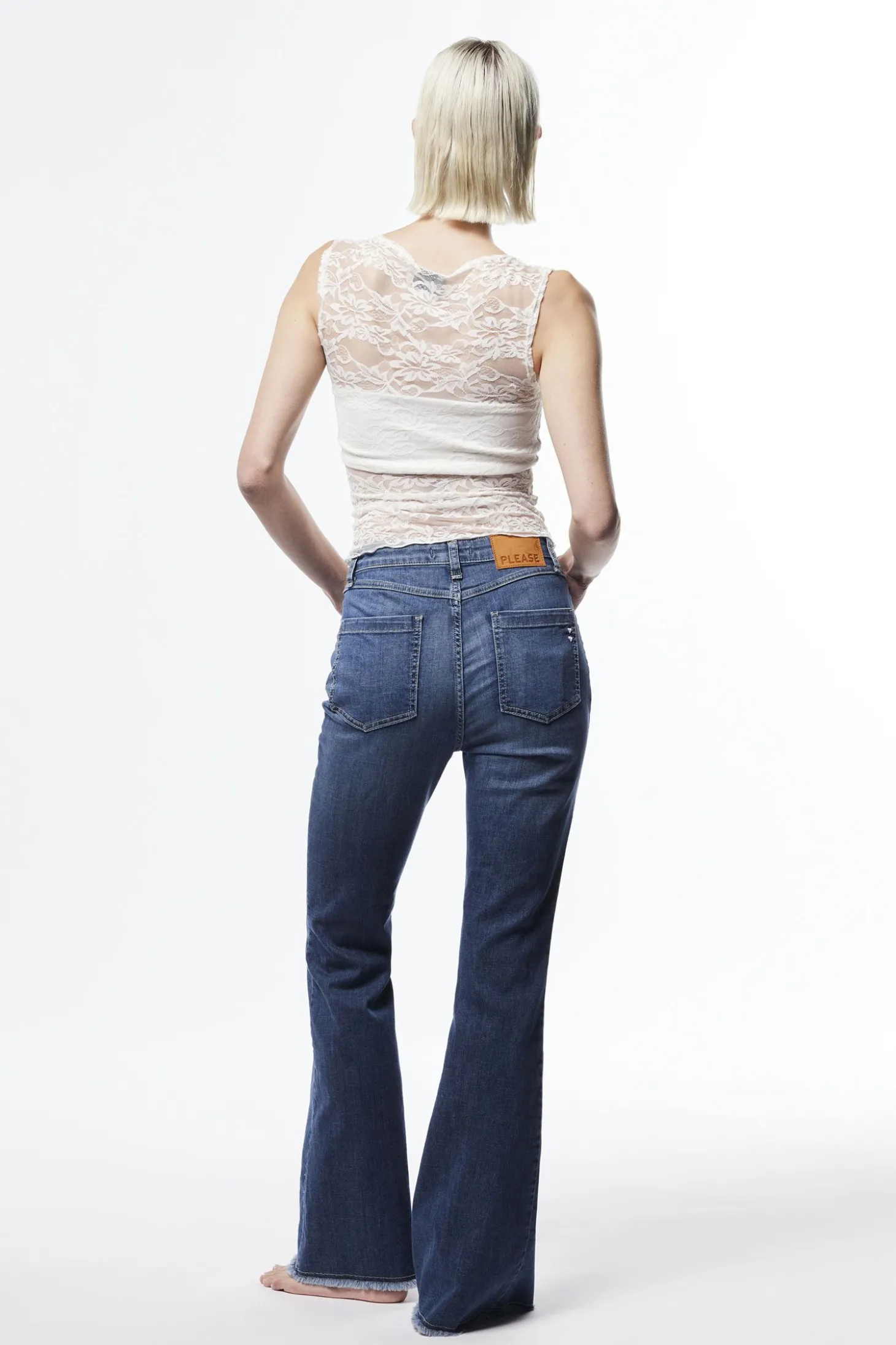 Jeans flare con vita alta e tasche