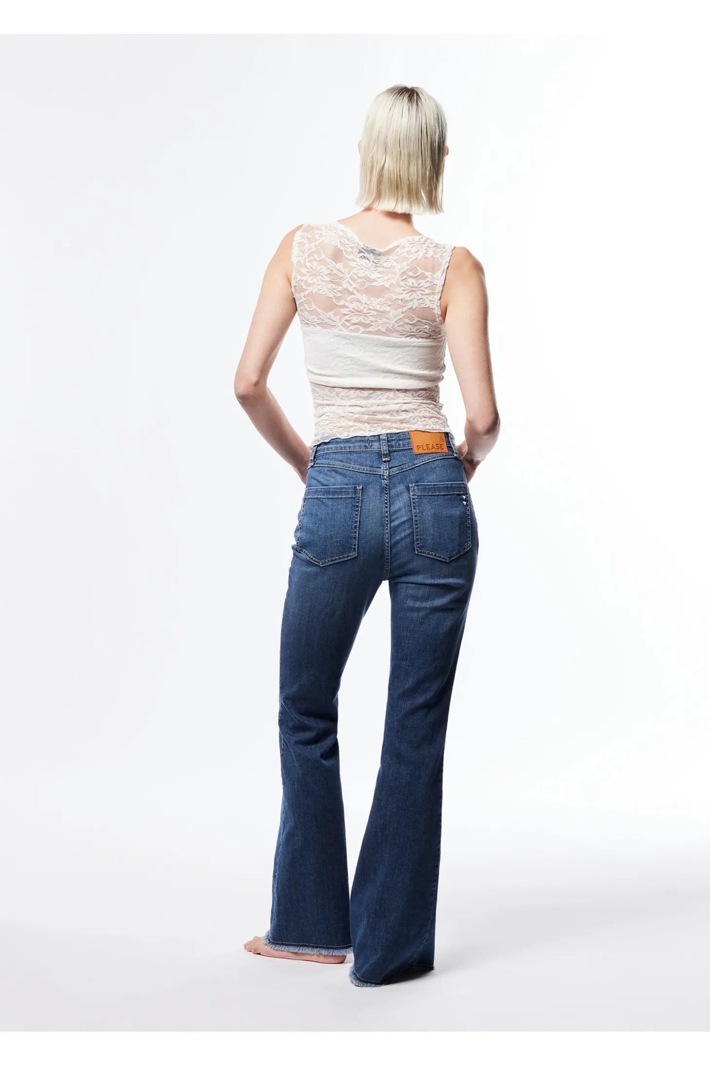 Jeans flare con vita alta e tasche