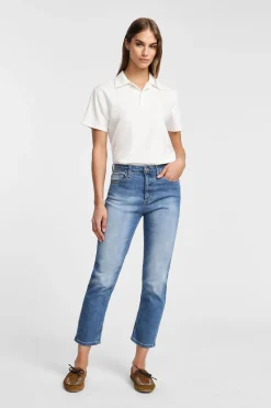 Jeans slim cropped con schiariture