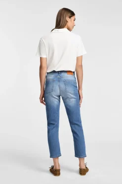 Jeans slim cropped con schiariture