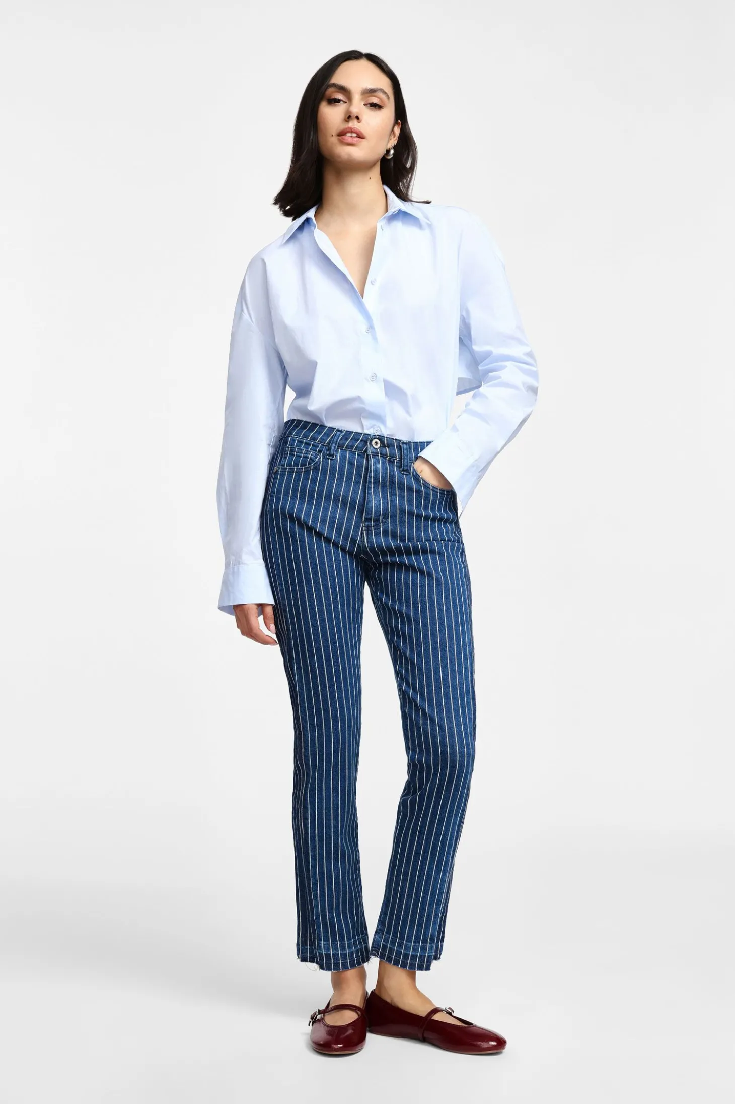 Jeans slim-fit a righe a gamba dritta
