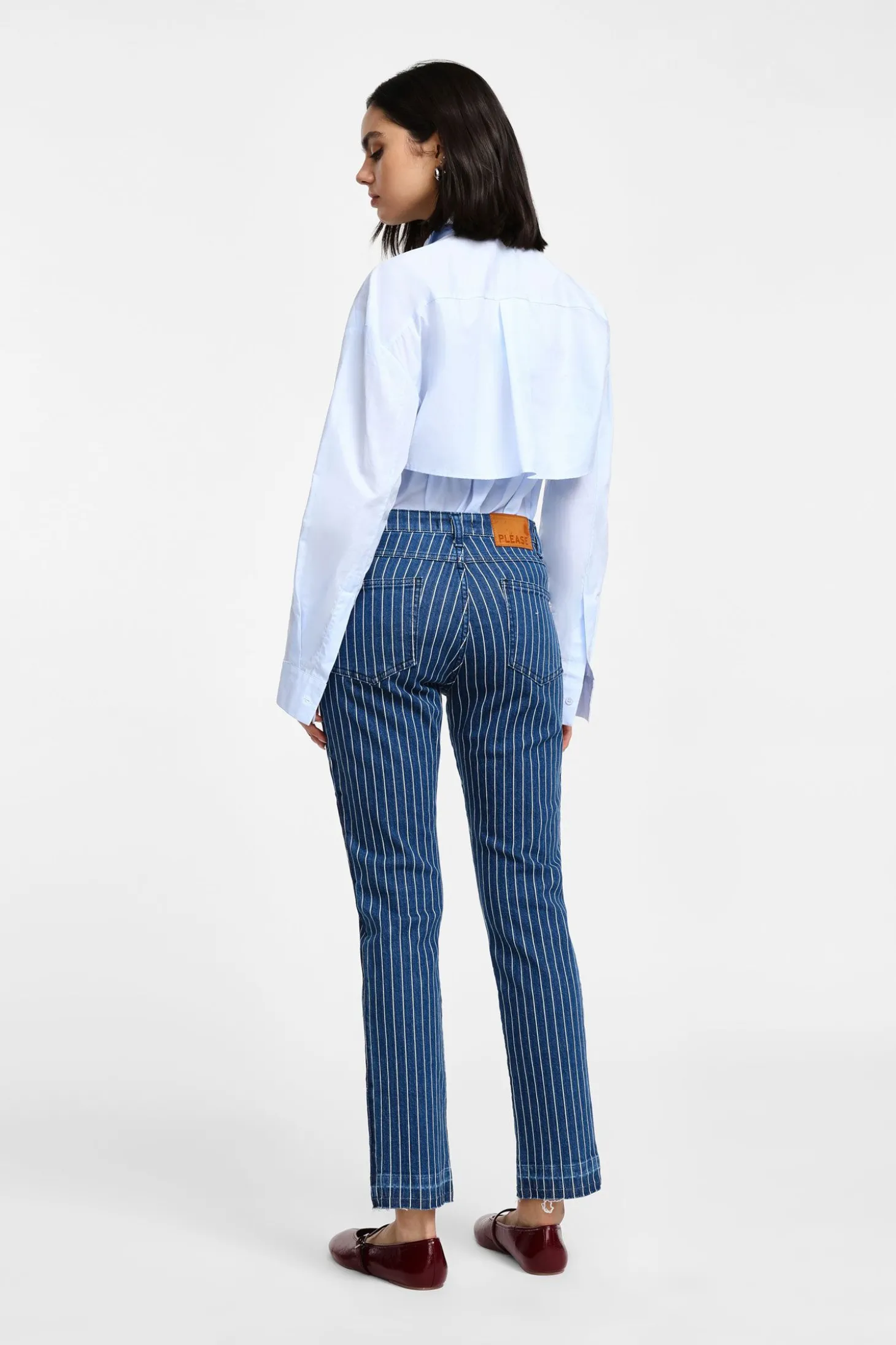 Jeans slim-fit a righe a gamba dritta