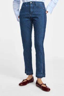 Jeans slim-fit a righe a gamba dritta