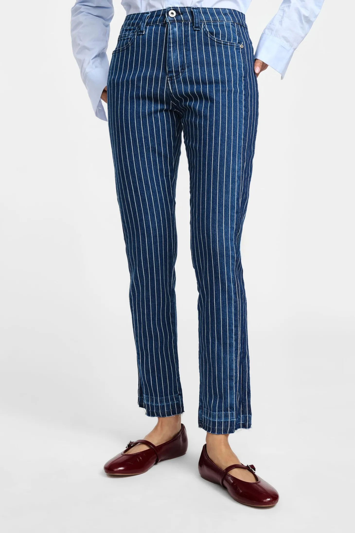 Jeans slim-fit a righe a gamba dritta
