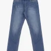 Jeans straight délavé con abrasioni