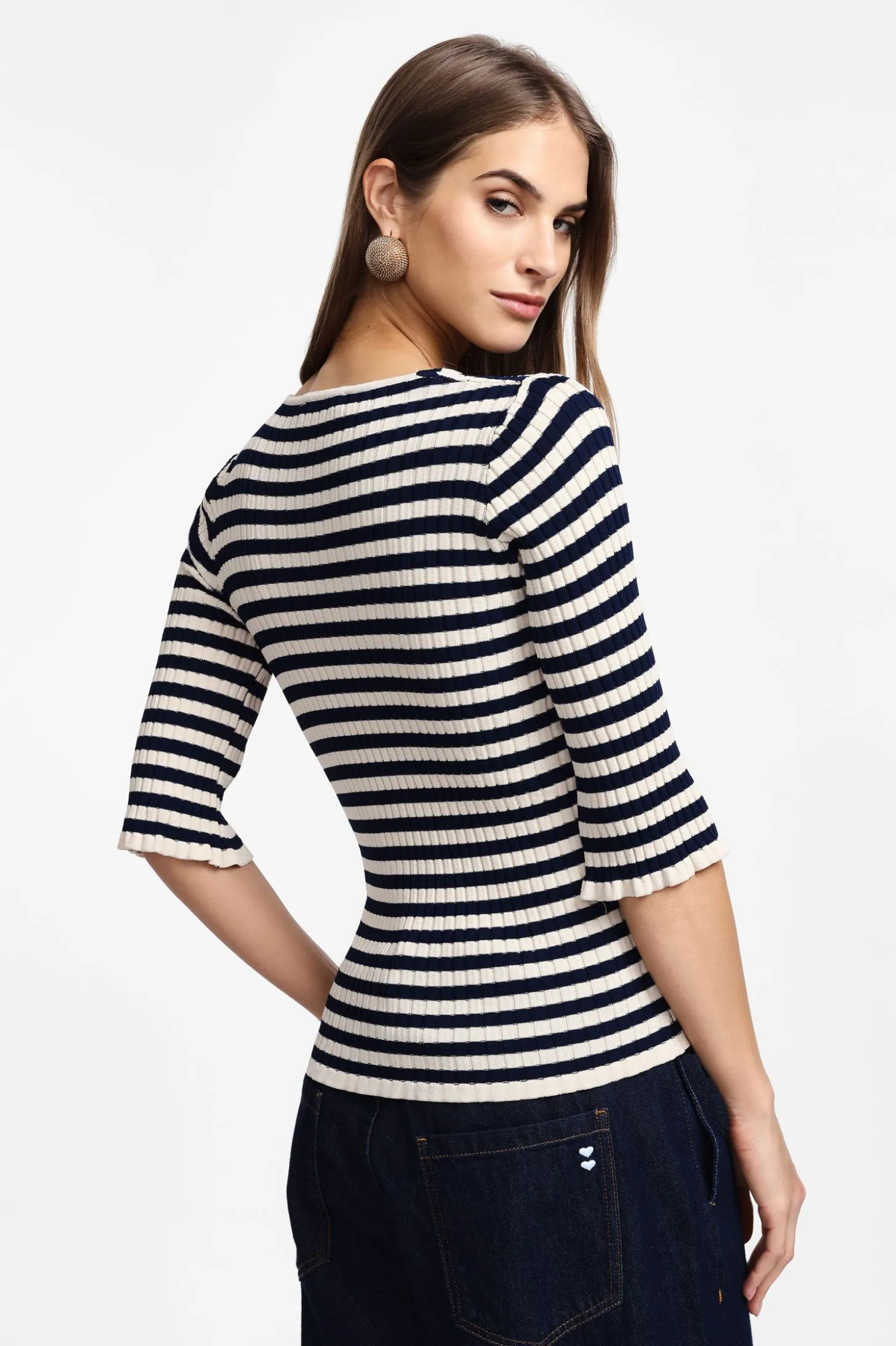 Jersey a rayas con cuello en v