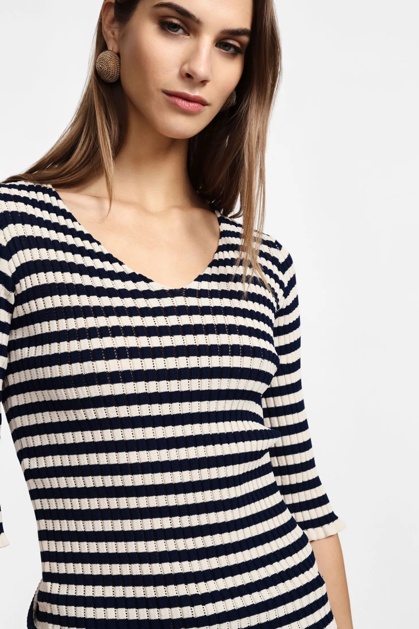 Jersey a rayas con cuello en v