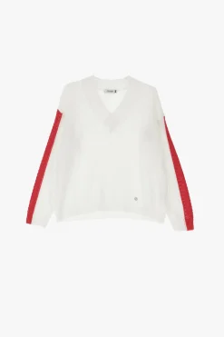 Jersey con cuello en v a rayas