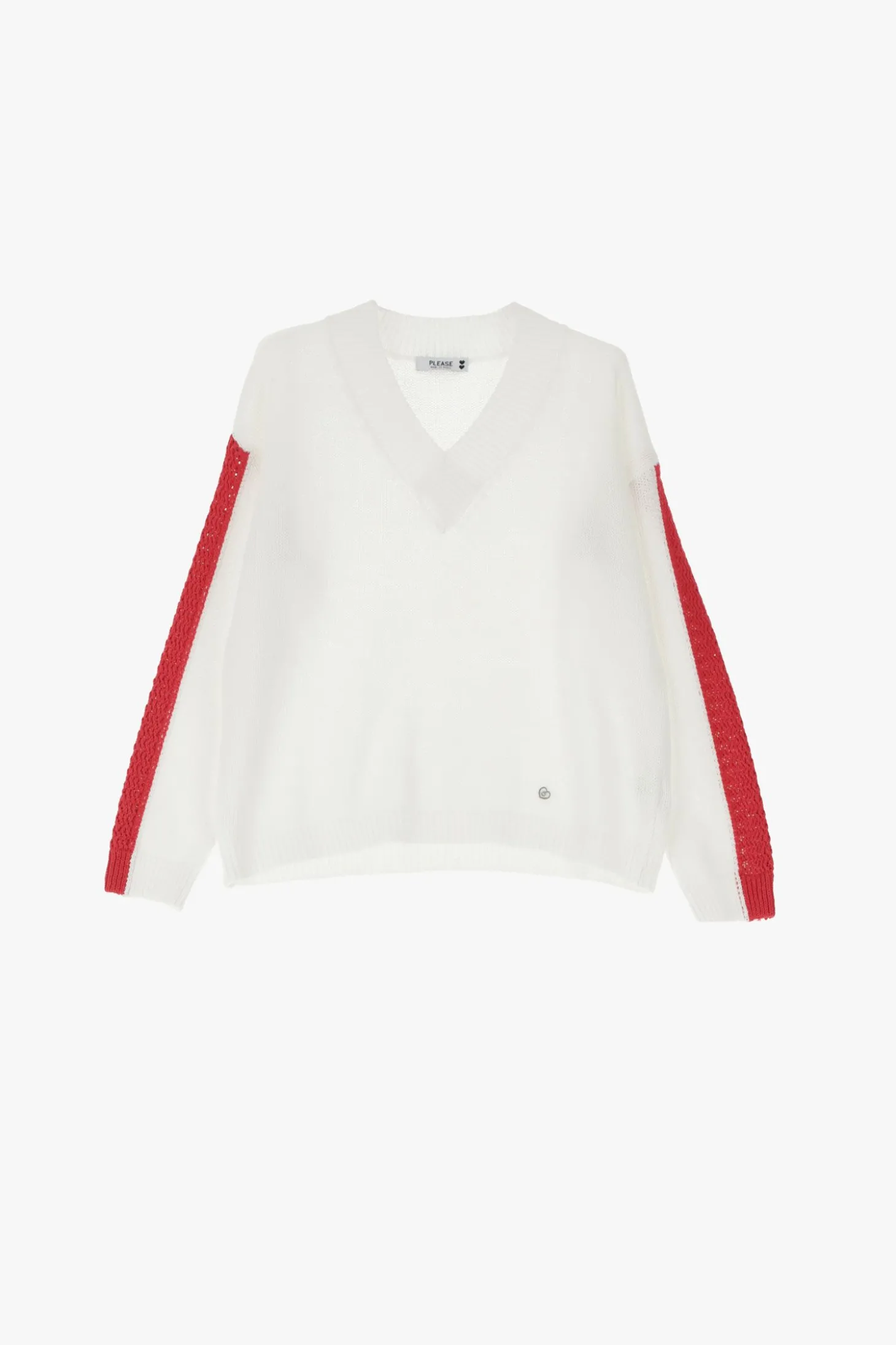 Jersey con cuello en v a rayas