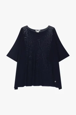 Jersey oversize liso con manga corta con vuelta