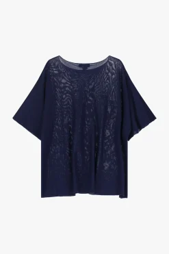Jersey oversize liso con manga corta con vuelta