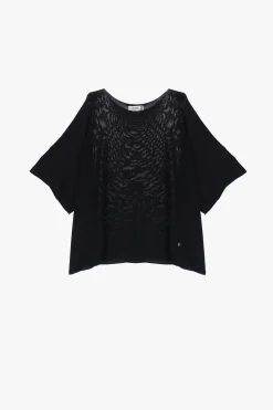 Jersey oversize liso con manga corta con vuelta