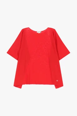 Jersey oversize liso con manga corta con vuelta