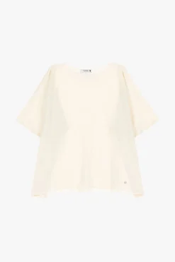 Jersey oversize liso con manga corta con vuelta