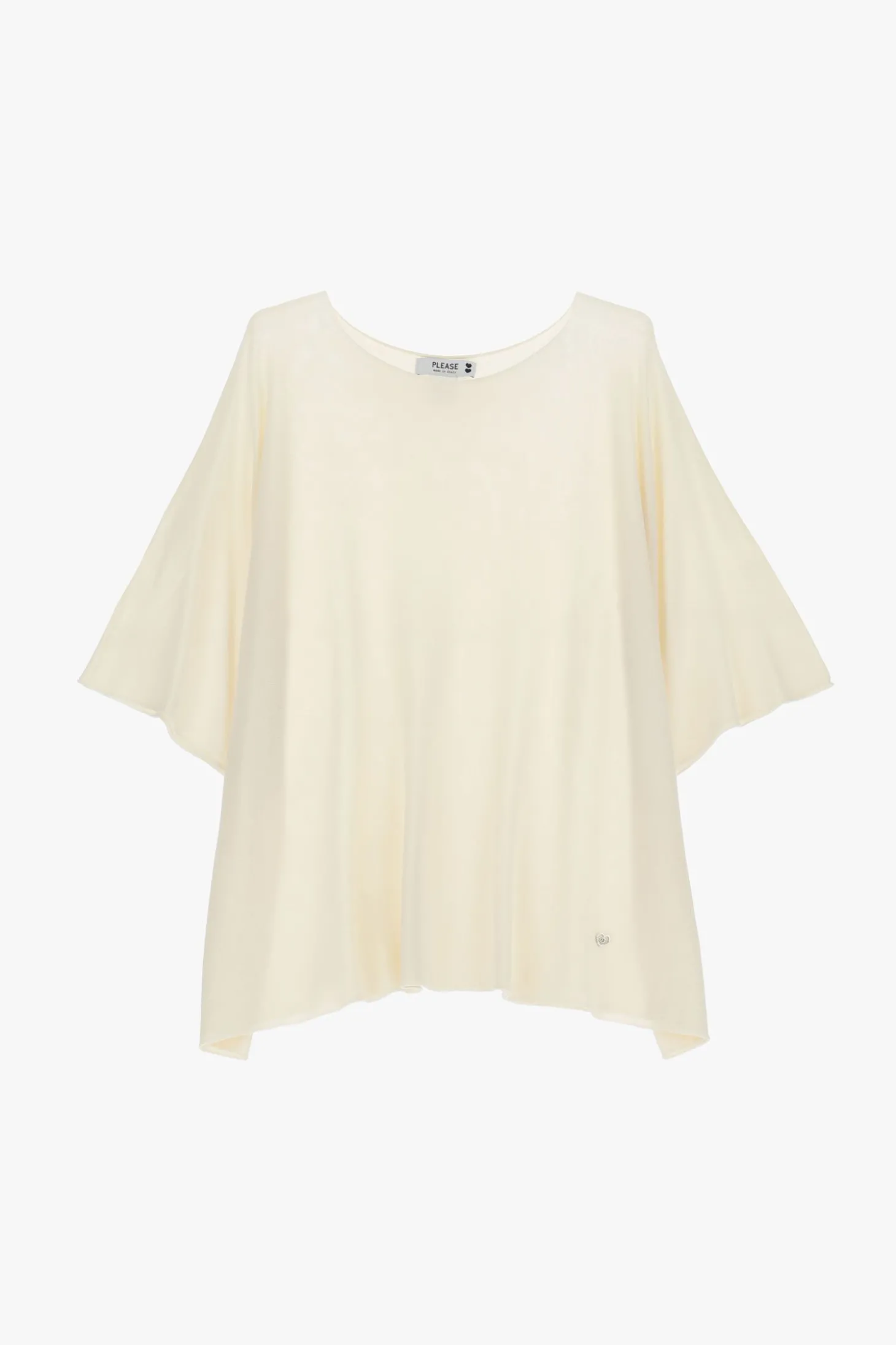 Jersey oversize liso con manga corta con vuelta