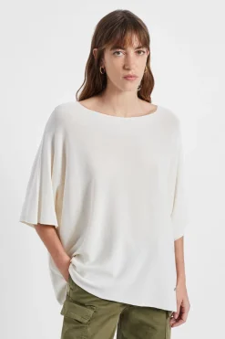 Jersey oversize liso con manga corta con vuelta