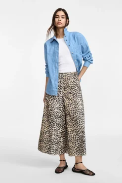 Pantalón culotte con estampado animal